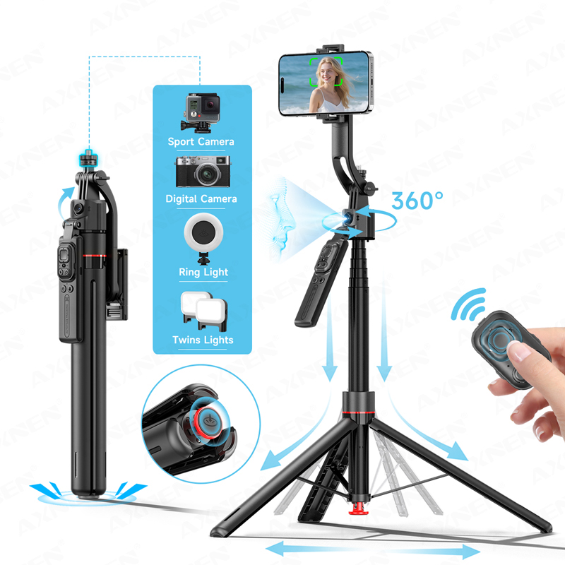 Auto Tracking Tripod - TT07 KI-Gesichtsverfolgungs-Gimbal 69 Zoll ausziehbarer Selfie-Stick