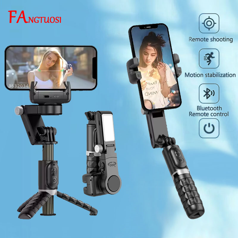 Auto Tracking Tripod - FANGTUOSI 360-Grad-Gimbal, Selfie-Stick-Stativ mit Verschluss, Fülllicht,