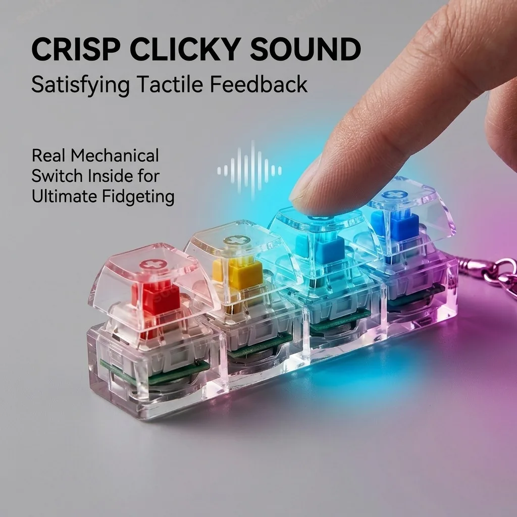 Electronics Gadgets For Kids - LED-Tastatur-Schlüsselanhänger Fidget-Spielzeug Kristall-Clicker Sensorisches Spielzeug zur