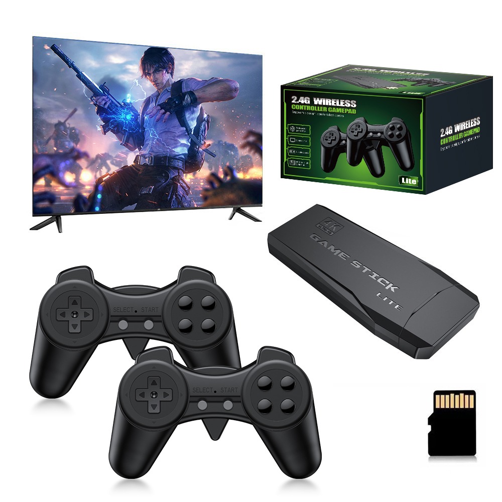 Retro Game Controller Usb - Tragbare 4K Retro-Spielekonsole mit 2 Kabellosen