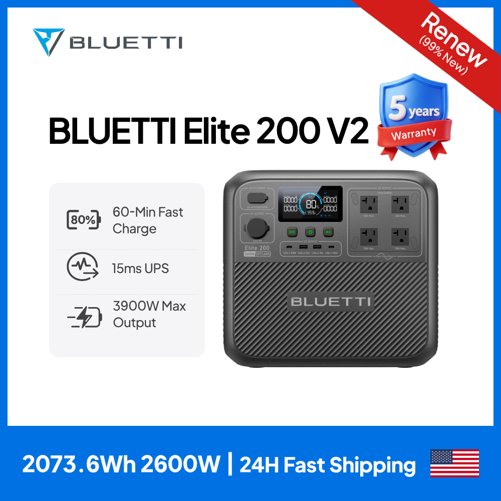 Solar Powered Charger - 【Renew】BLUETTI Elite 200 V2 Tragbare Powerstation