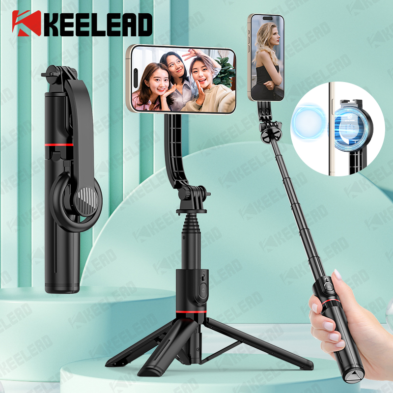 Auto Tracking Tripod - KEELEAD Magnetischer Selfie-Stick mit Bluetooth-Fernbedienung, Magsafe-Handy-Stativ